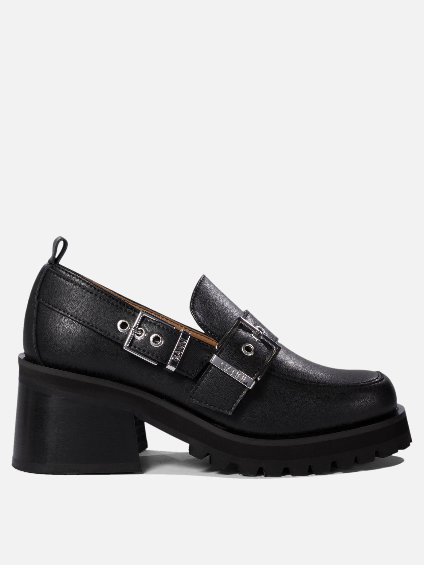 Ganni Loafers with platform and buckle 13878496_39 Black 1