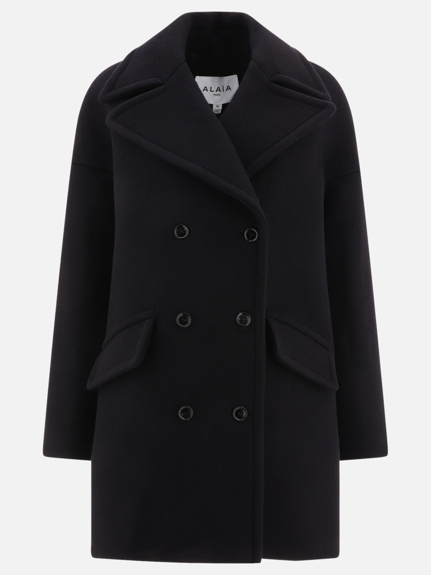 Long coats 83% wool 17% polyamide  Black - Alaïa Women | PDP | VIETTI Online Store | Zoom-Modal
