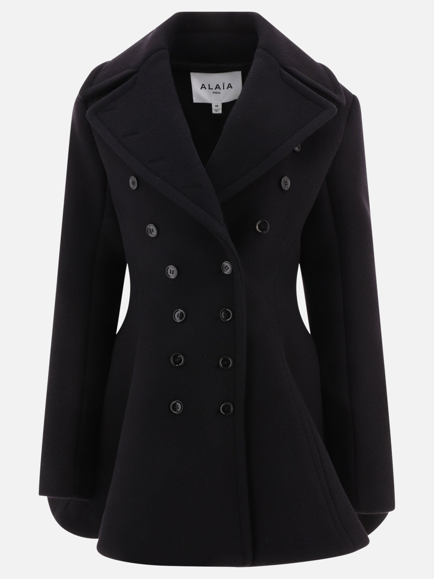 Long coats 83% wool 17% polyamide  Black - Alaïa Women | PDP | VIETTI Online Store | Zoom-Modal
