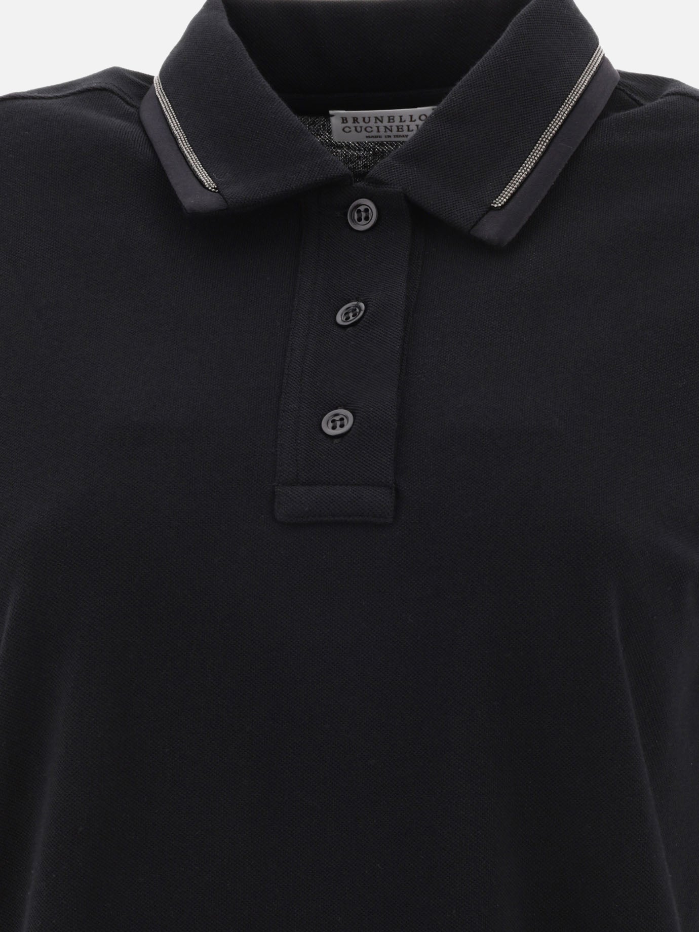 Polo shirts with buttons 100% cotton  Black - Brunello Cucinelli Women | PDP | VIETTI Online Store | thumbnail_3