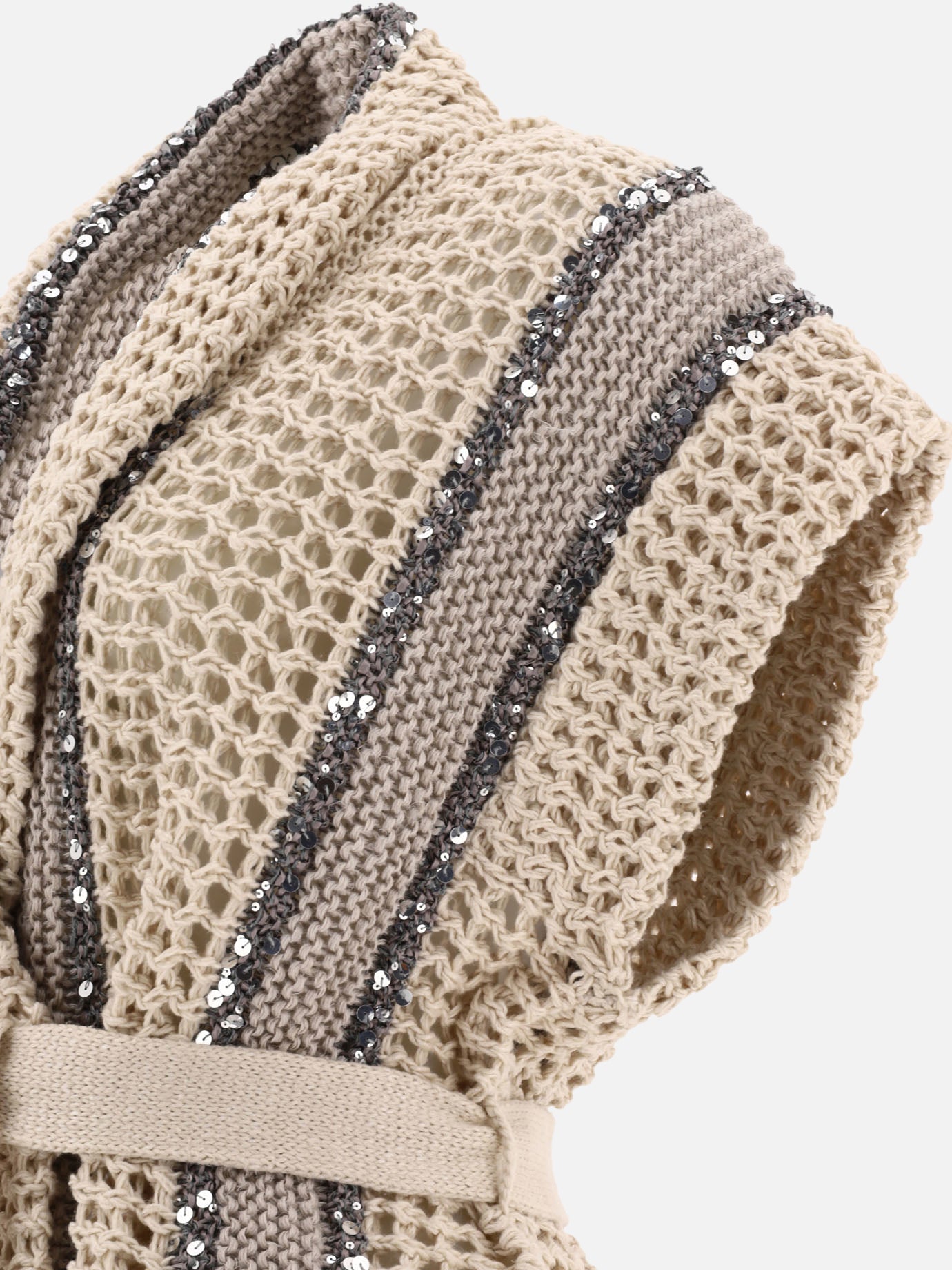 Cardigans 55% juta 35% cotton 10% polyamide  Beige - Brunello Cucinelli Women | PDP | VIETTI Online Store | Zoom-Modal_4
