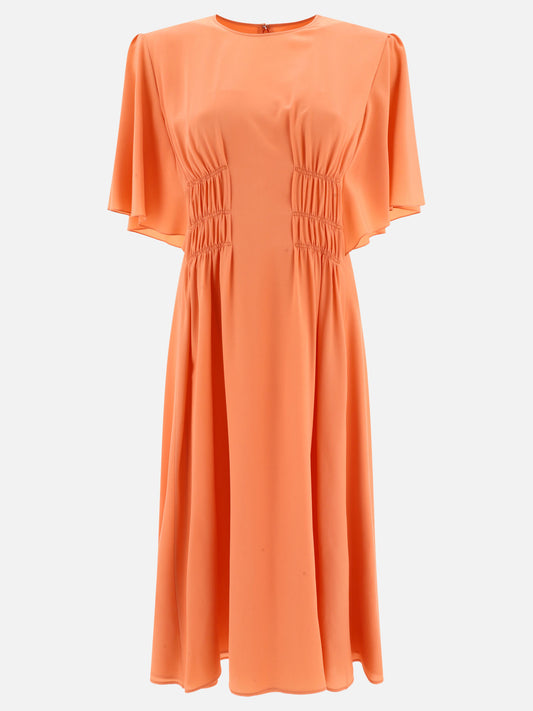 Wing-sleeve flared dress