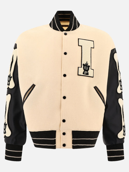 KAPITAL "I-Five" varsity bomber jacket Beige