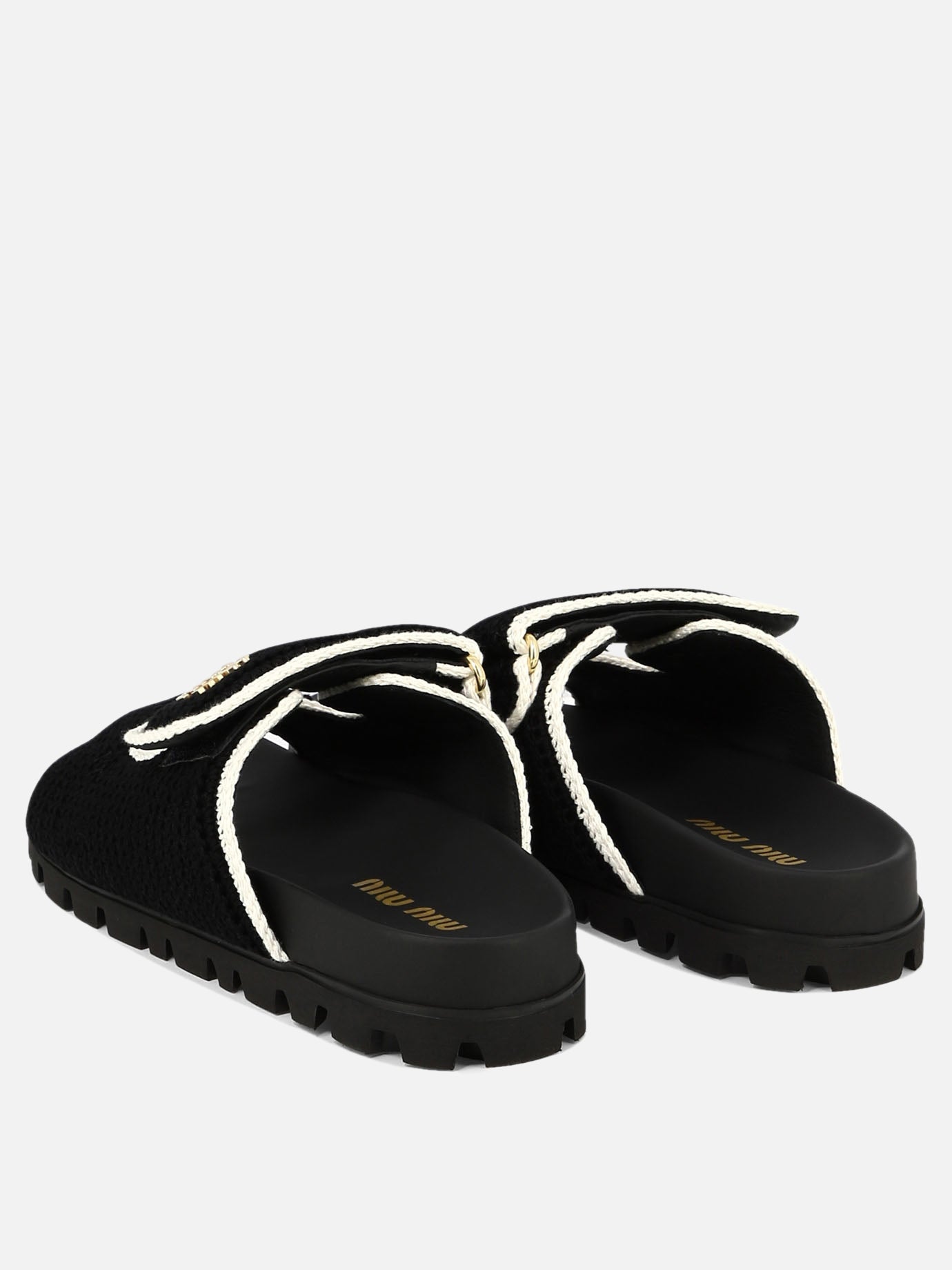 Miu Miu Crochet knit sandals Black