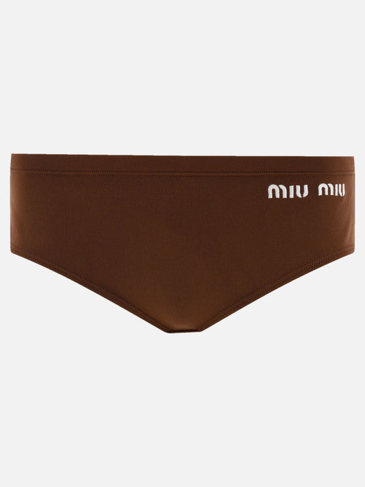 Bikinis 70% recycled polyamide 27% polyamide 3% elastane  Brown - Miu Miu Women | PLP | VIETTI Online Store 
