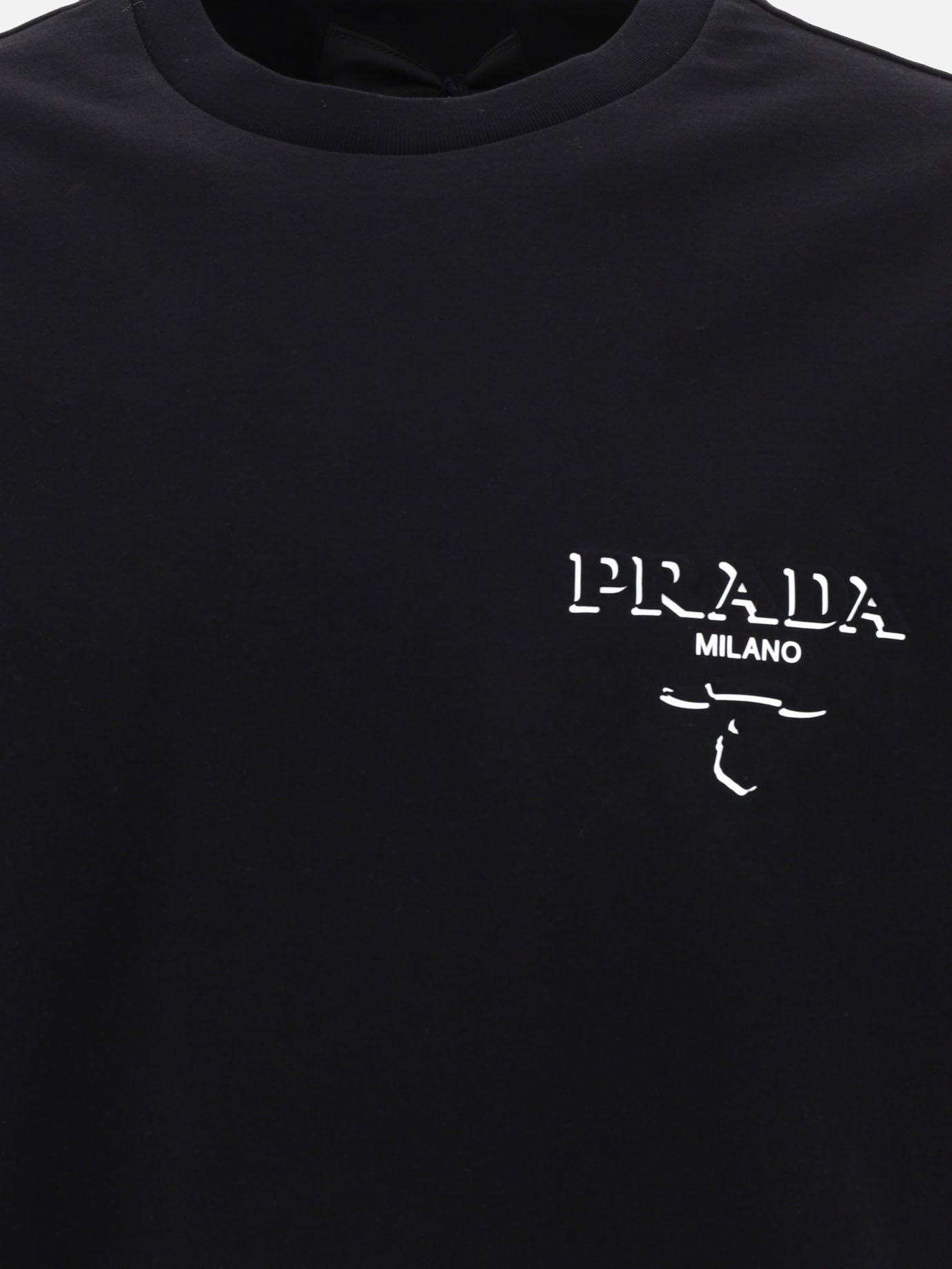 Crewneck t-shirts Logo  Black - Prada Men | PDP | VIETTI Online Store | thumbnail_3