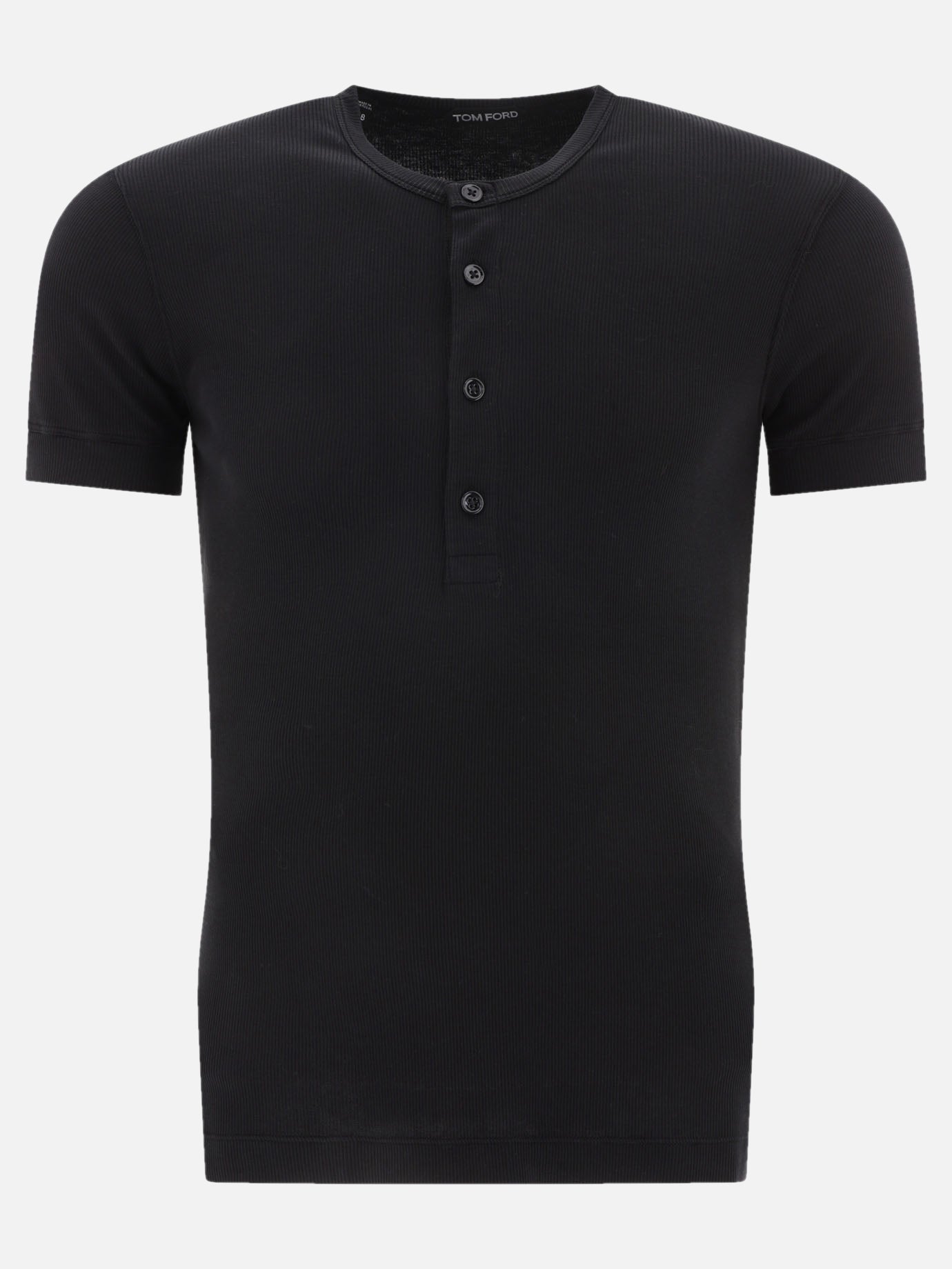 Henley t-shirts 64% lyocell 32% cotton 4% elastane  Black - Tom Ford Men | PDP | VIETTI Online Store | thumbnail