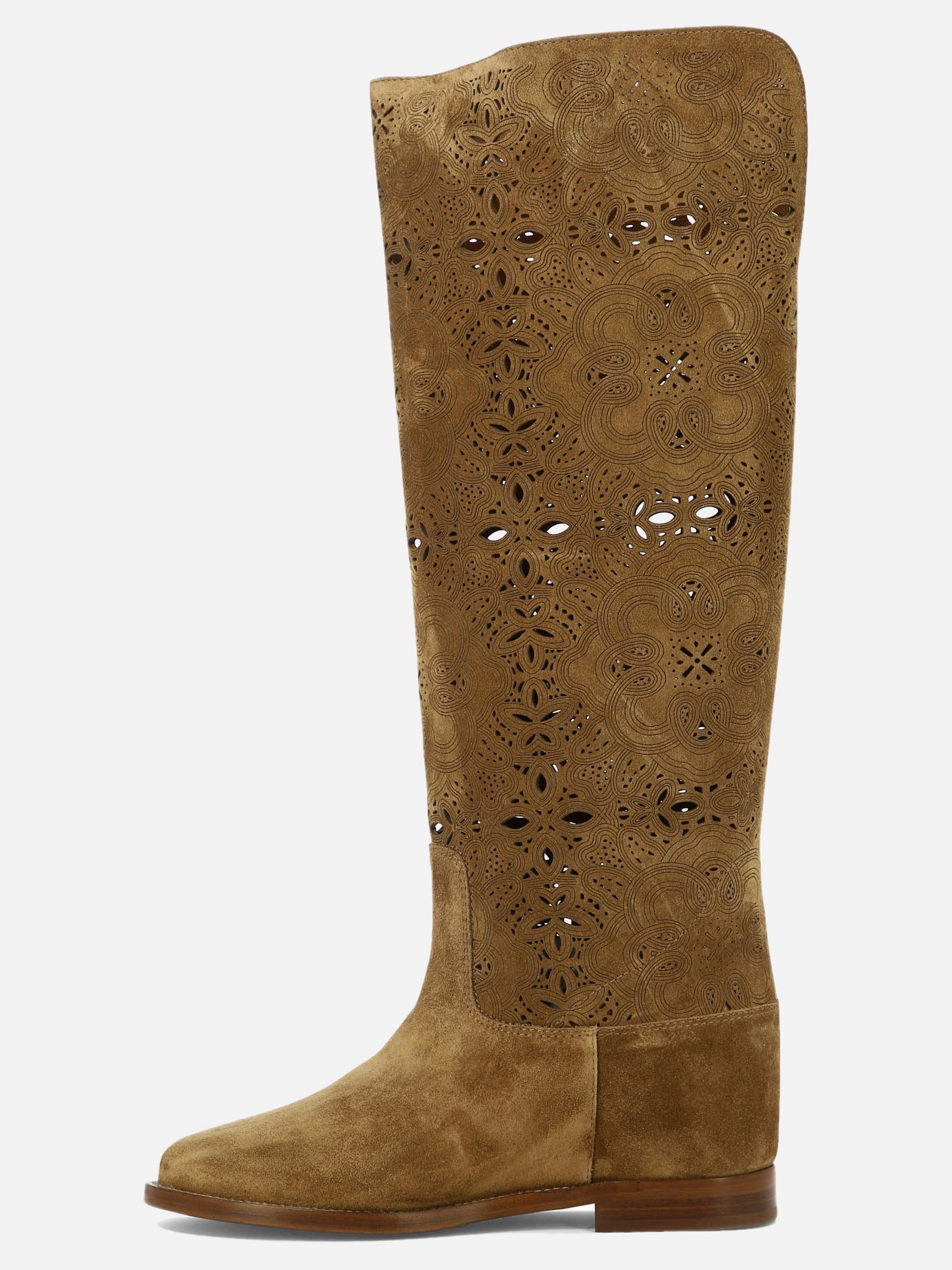 Suede boots with inlays