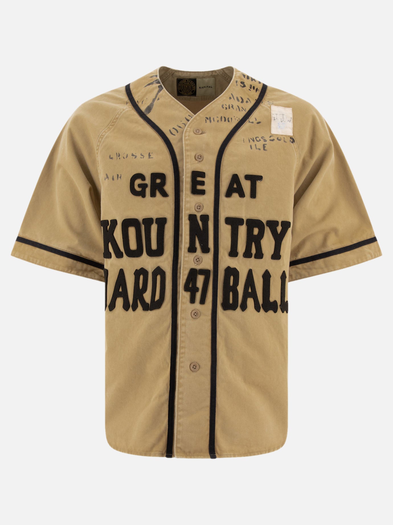 KAPITAL "Great Kountry Distressed" baseball shirt Beige