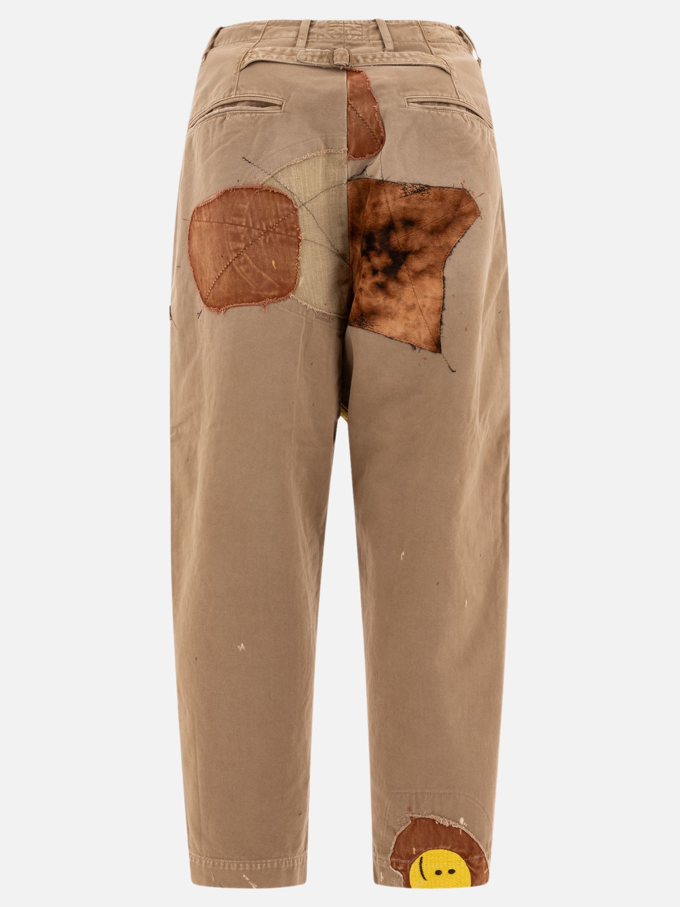 KAPITAL "Katsuragi Gypsy Patch Remake" trousers Beige