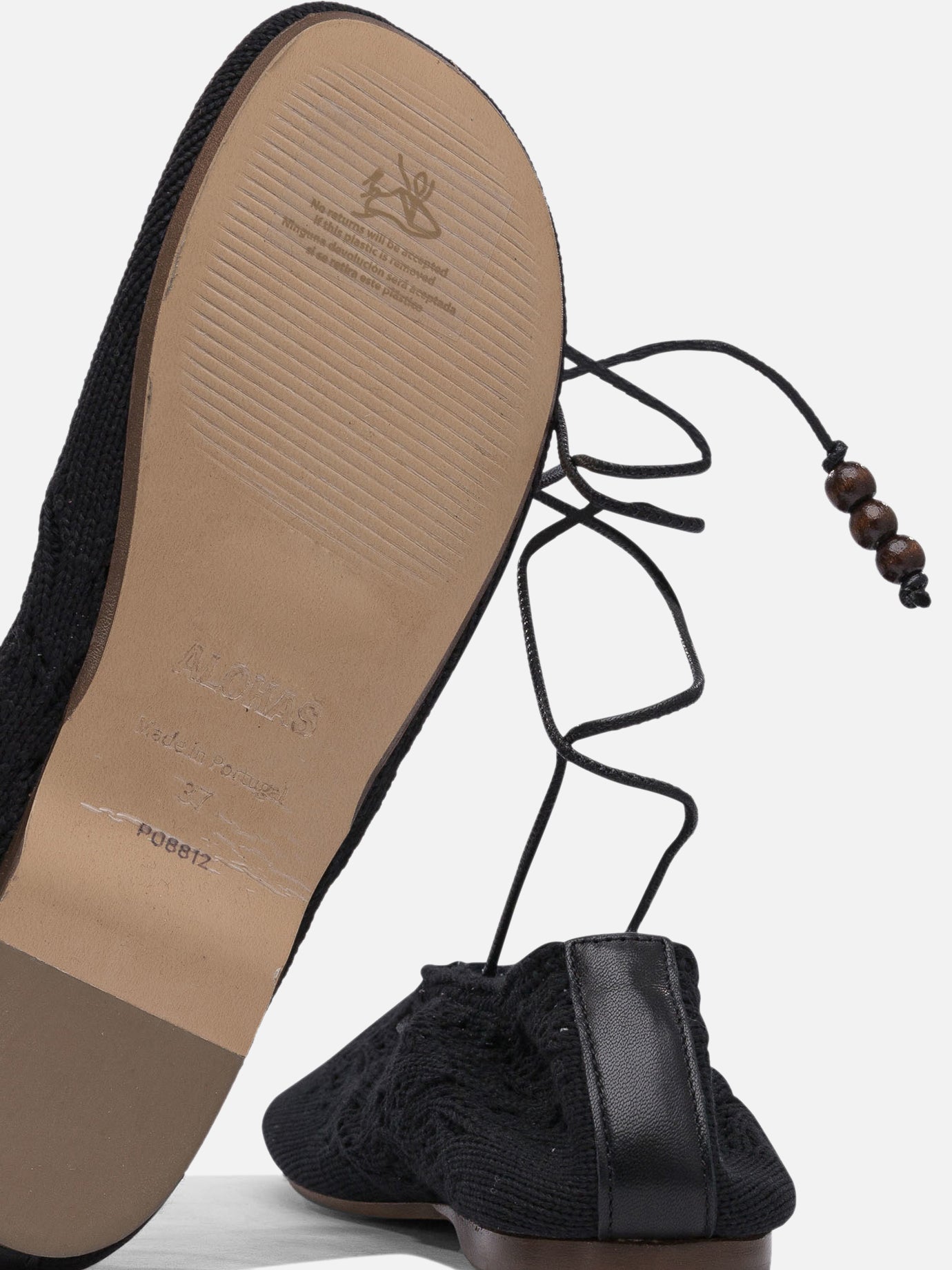 Classic ballet flats 50% relycled cotton 50% recycled polyester - 100% neolite  Black - Alohas Women | PDP | VIETTI Online Store | Zoom-Modal_5
