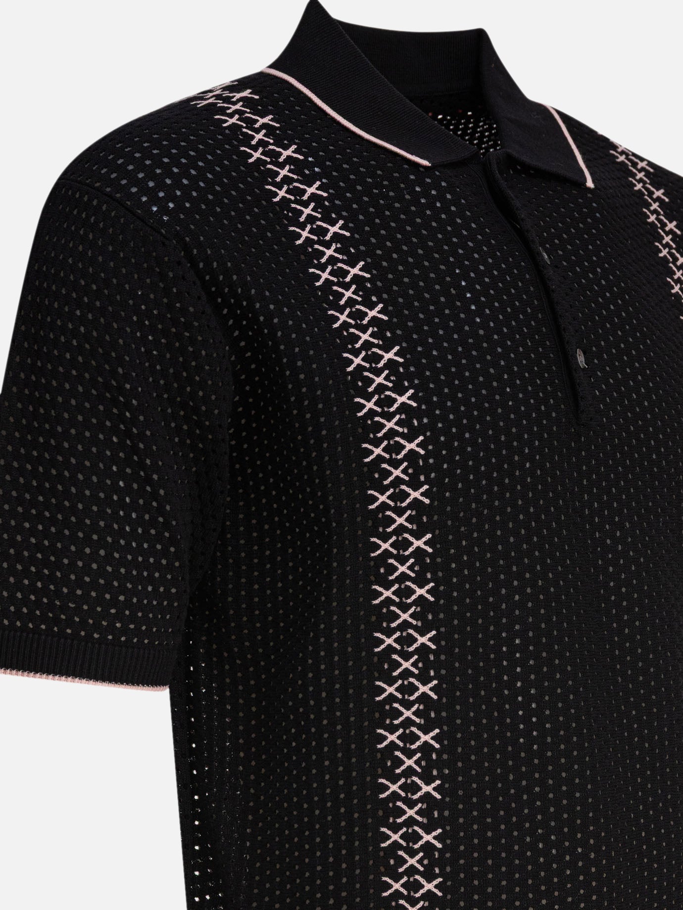 Beams Plus Perforated polo shirt 16180561_S Black thumbnail_4