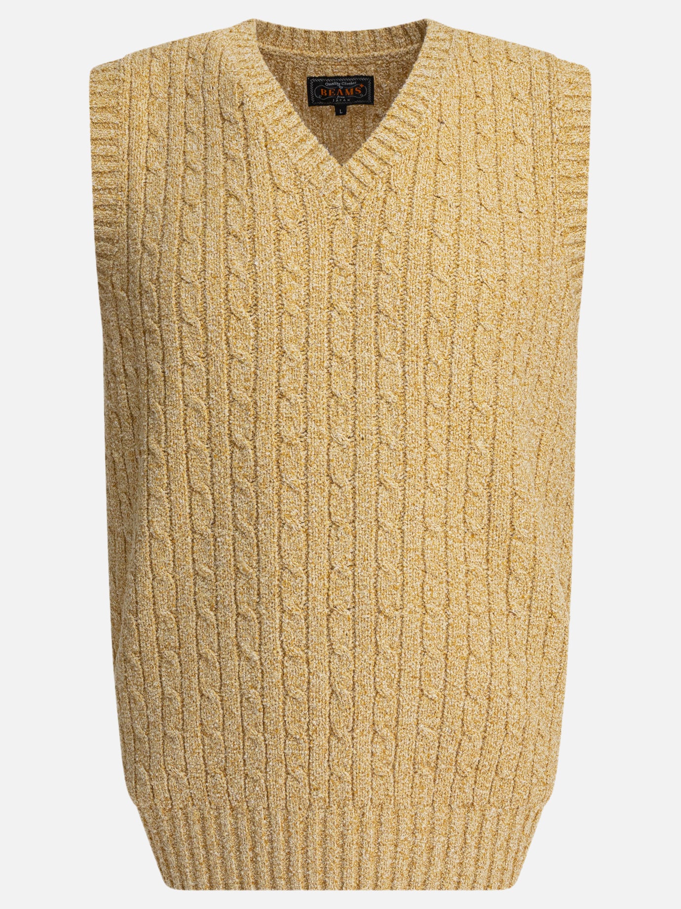 Beams Plus V-neck vest 17314734_S Beige thumbnail_1