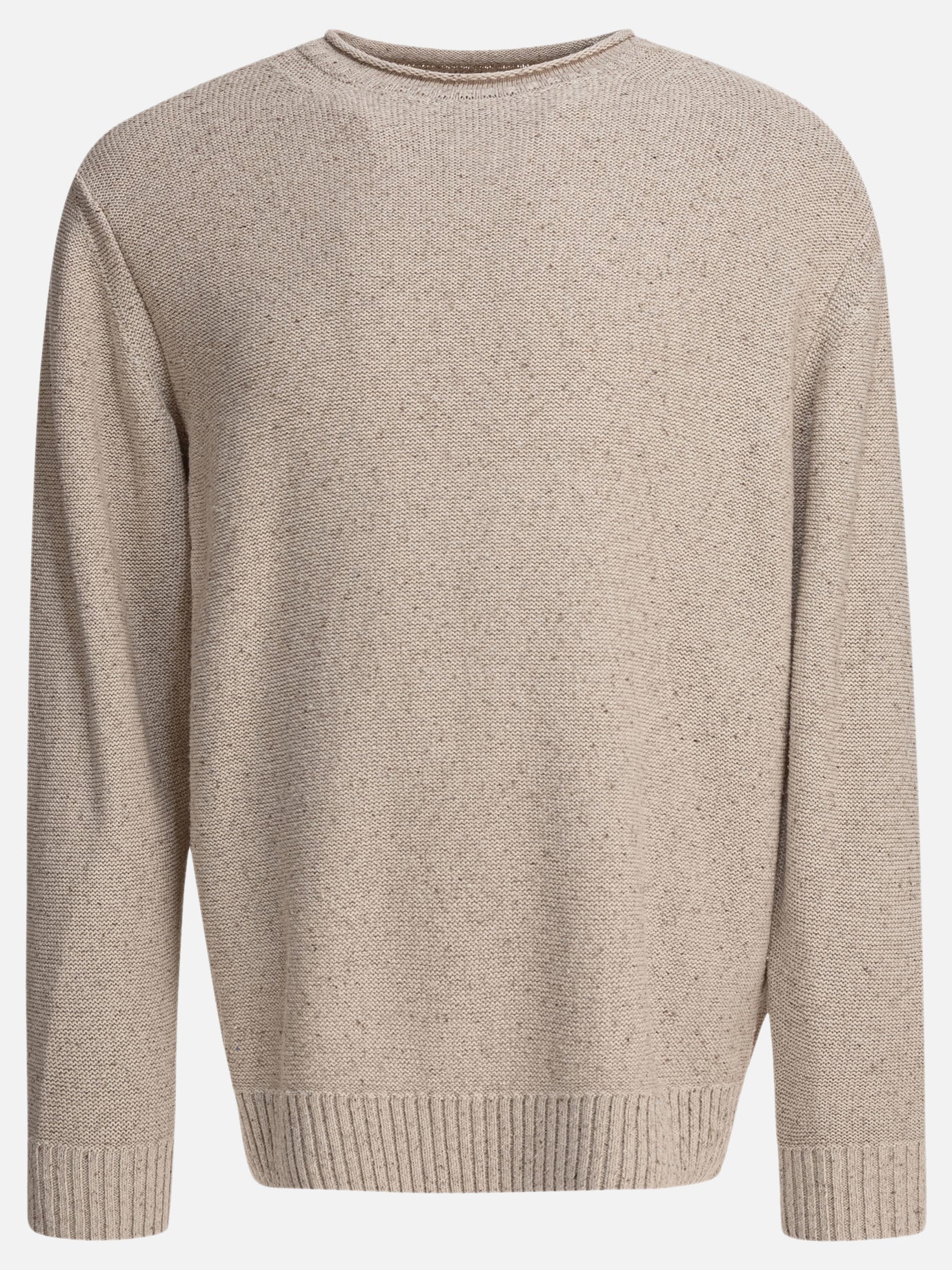 Beams Plus Round neck roll sweater Beige
