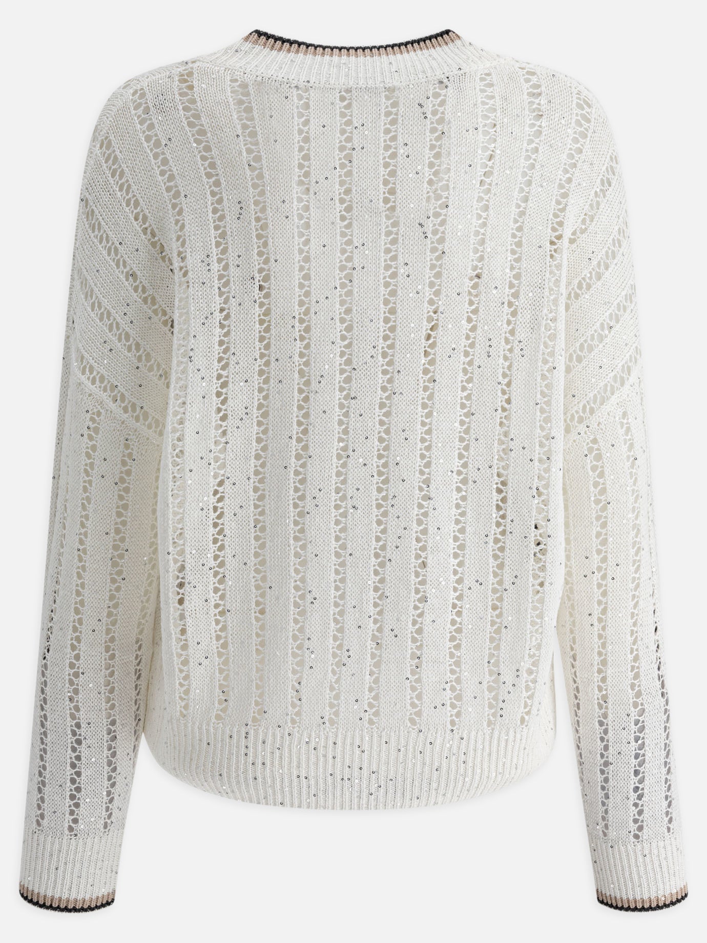 V neck sweaters Solid colour  White - Brunello Cucinelli Women | PDP | VIETTI Online Store | thumbnail_2