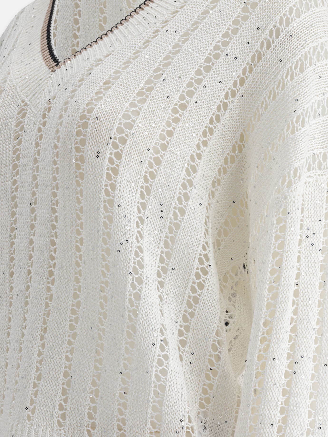 V neck sweaters Solid colour  White - Brunello Cucinelli Women | PDP | VIETTI Online Store | thumbnail_4