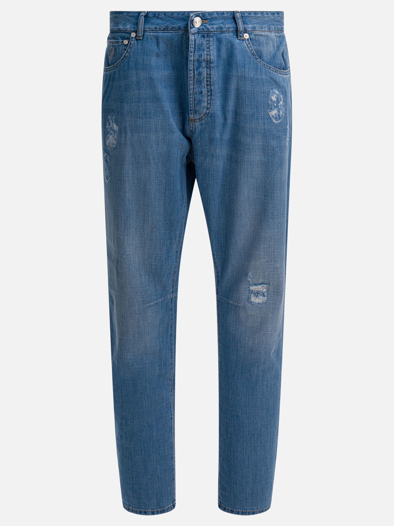 Straight-leg jeans Denim  Light blue - Brunello Cucinelli Men | PDP | VIETTI Online Store | Zoom-Modal
