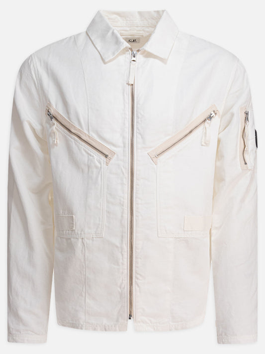 C.P. Company Cotton and linen overshirt 13267544_S White 1