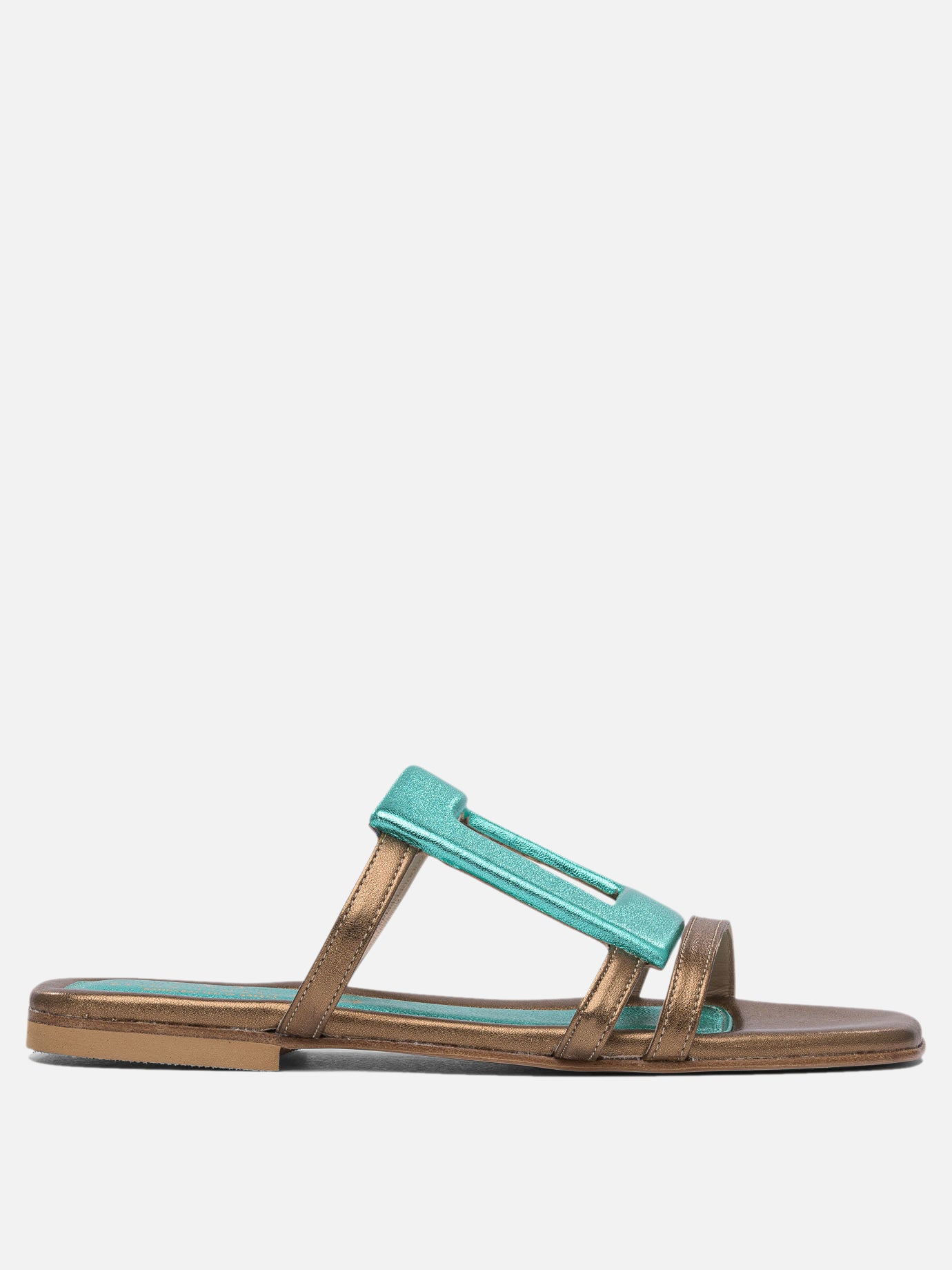 Flat sandals 100% leather - 90% leather 10% rubber  Light blue - Elina Linardaki Women | PDP | VIETTI Online Store | thumbnail