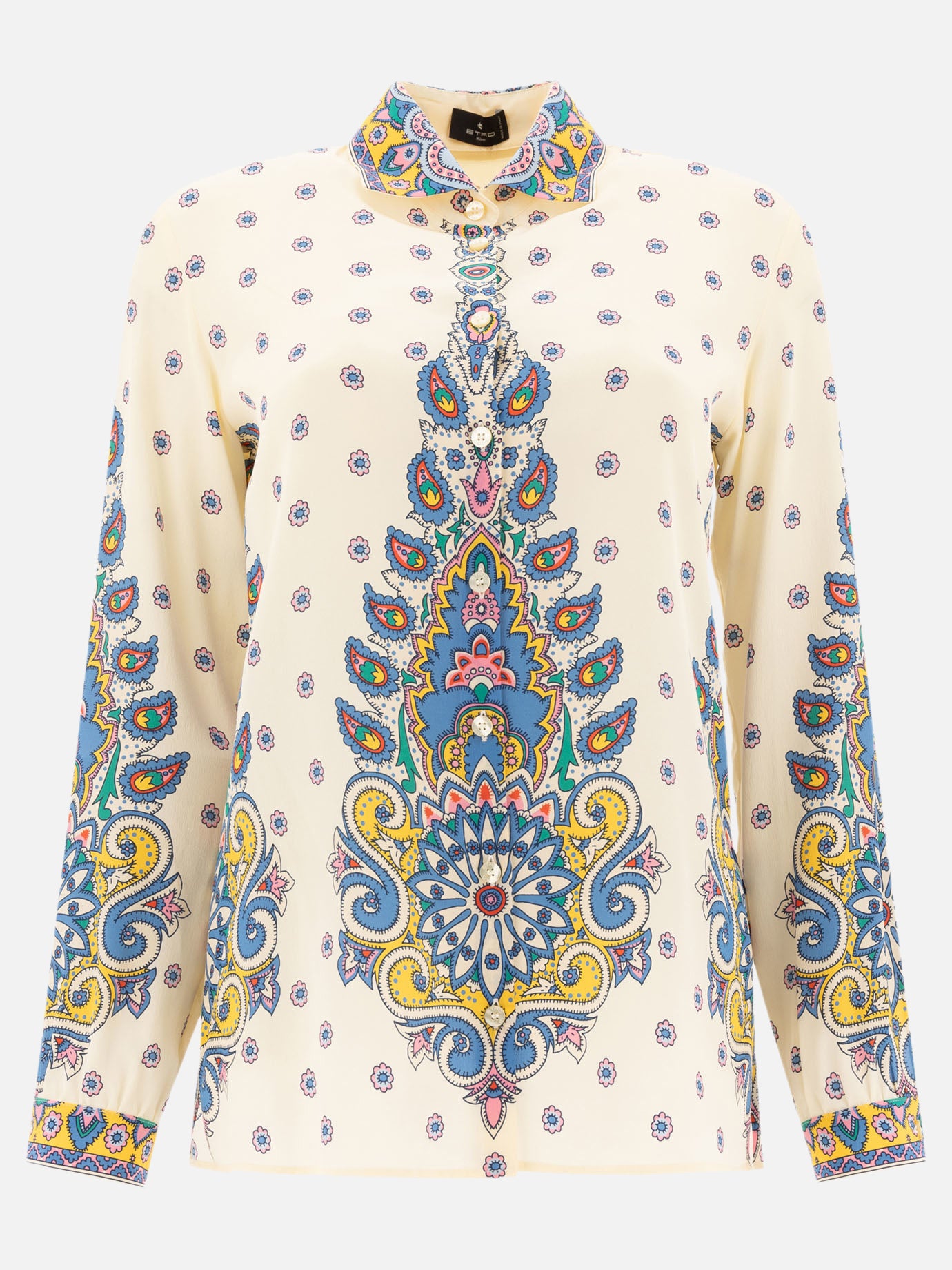 Etro Silk shirt with print Beige