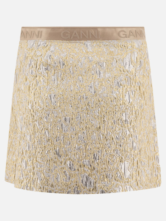 Ganni Gold and silver miniskirt 18624666_34 Gold 2