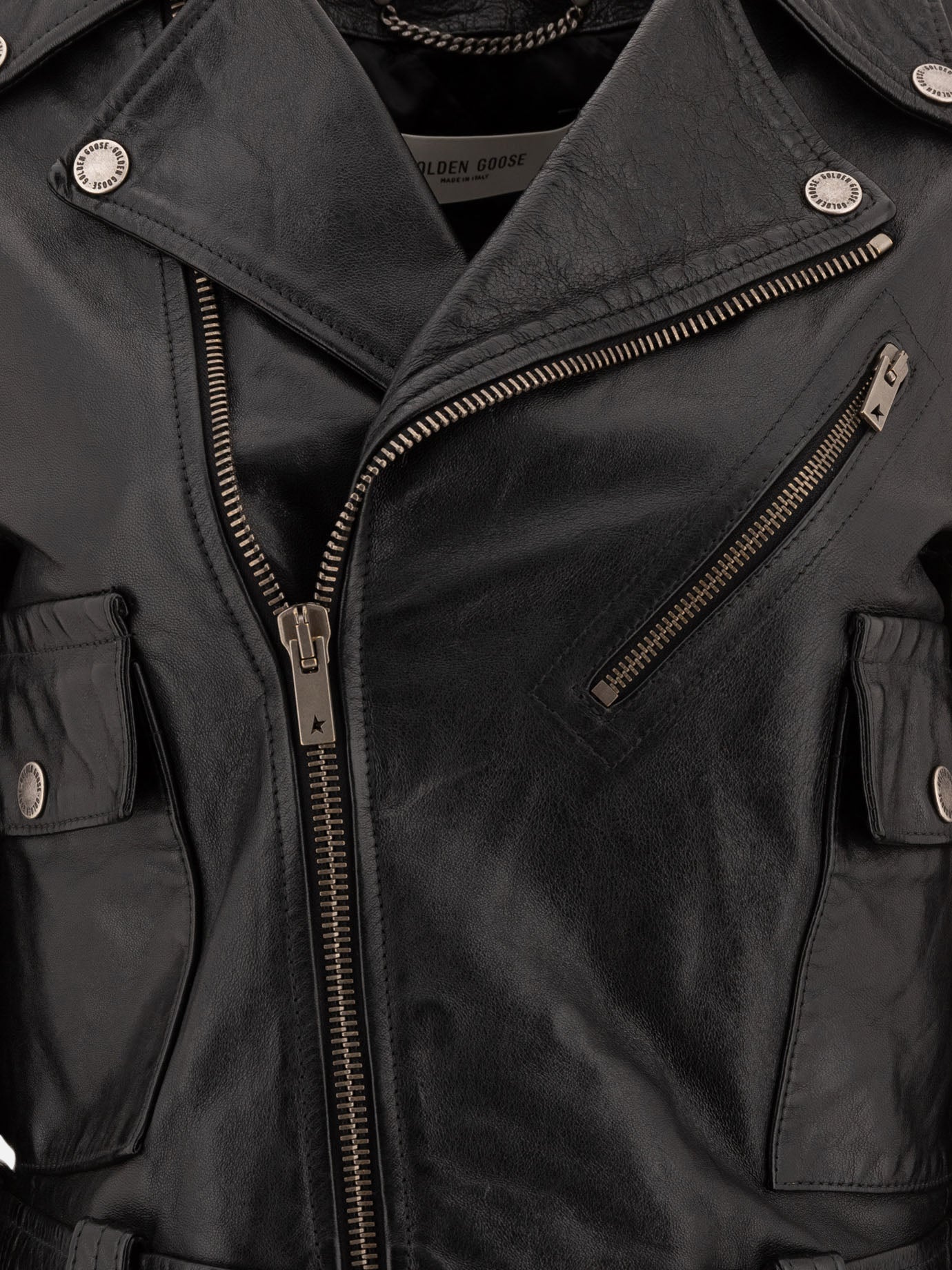 Golden Goose Leather biker jacket Black