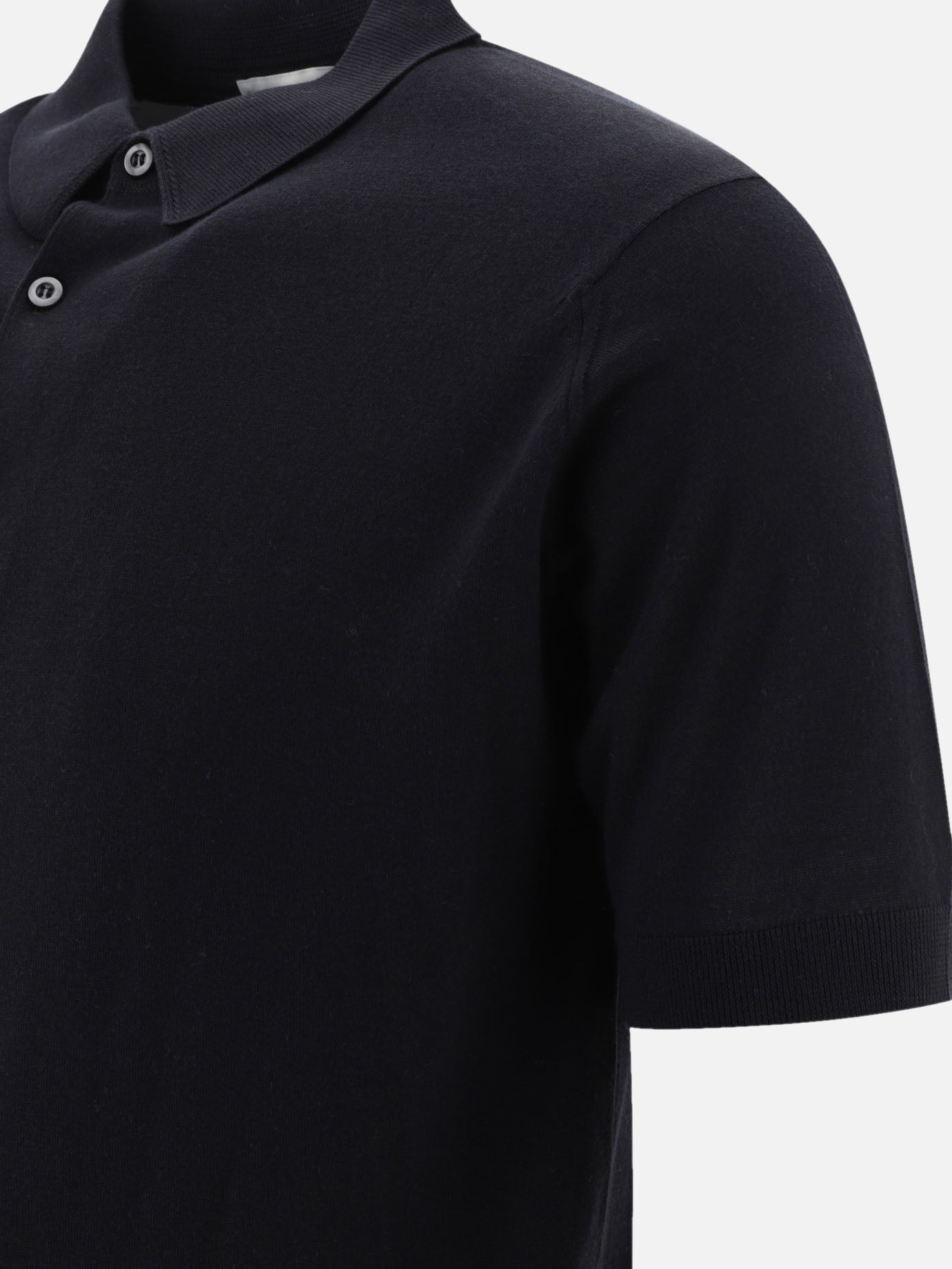 Polo shirts with buttons Solid colour  Black - John Smedley Men | PDP | VIETTI Online Store | thumbnail_4