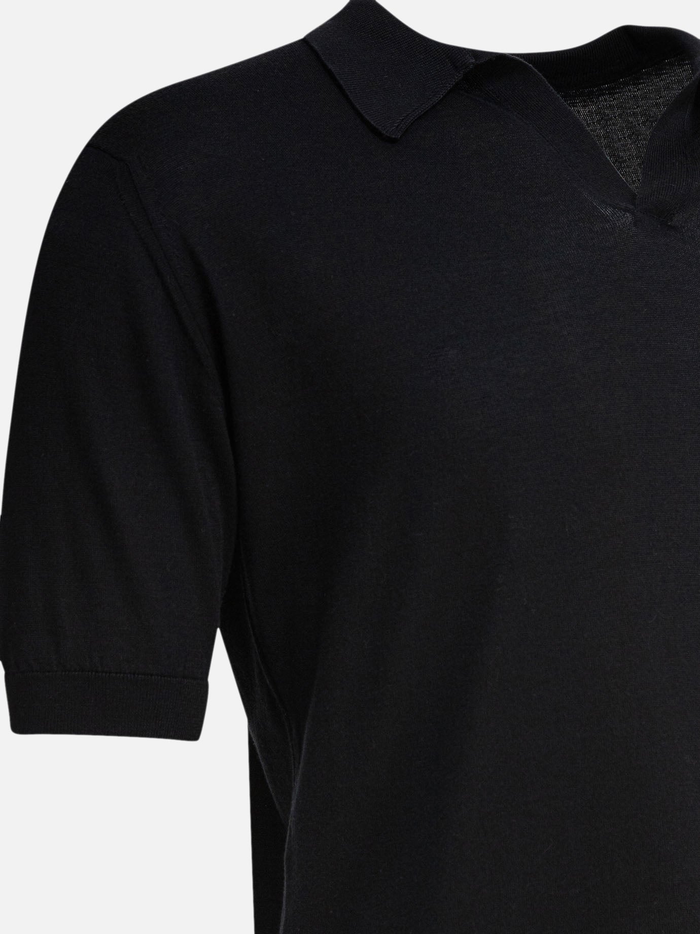 Polo shirts without buttons Solid colour  Black - John Smedley Men | PDP | VIETTI Online Store | thumbnail_4