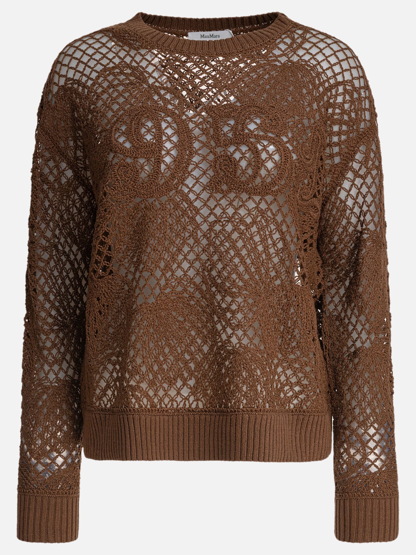 Crewneck sweaters Textured knit  Brown - Max Mara Women | PDP | VIETTI Online Store | Zoom-Modal
