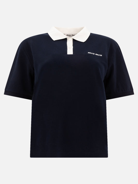 Polo shirts with buttons Logo  Blue - Miu Miu Women | PLP | VIETTI Online Store 
