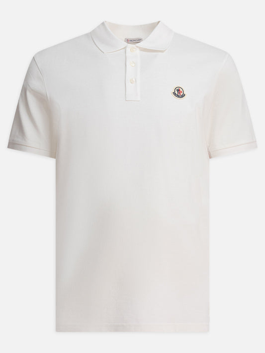 Moncler Cotton pique polo shirt with logo patch White