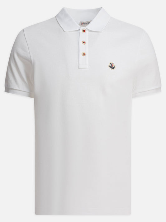 Moncler Cotton pique polo shirt with logo patch White