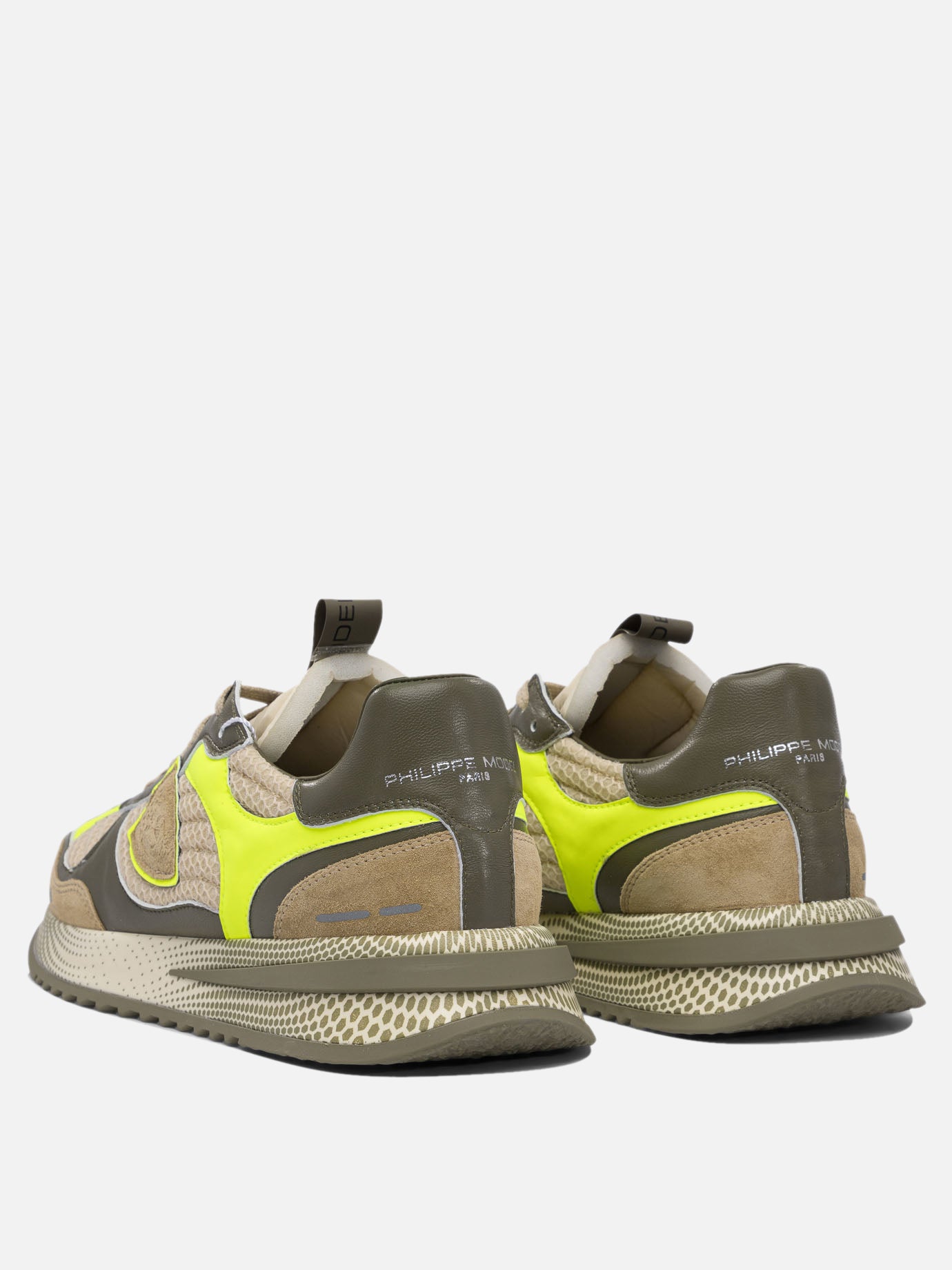 Low top sneakers 50% fabric 25% calf leather 25% sheep leather - 100% poliurethane thermoplastic  Green - Philippe Model Paris Men | PDP | VIETTI Online Store | thumbnail_4