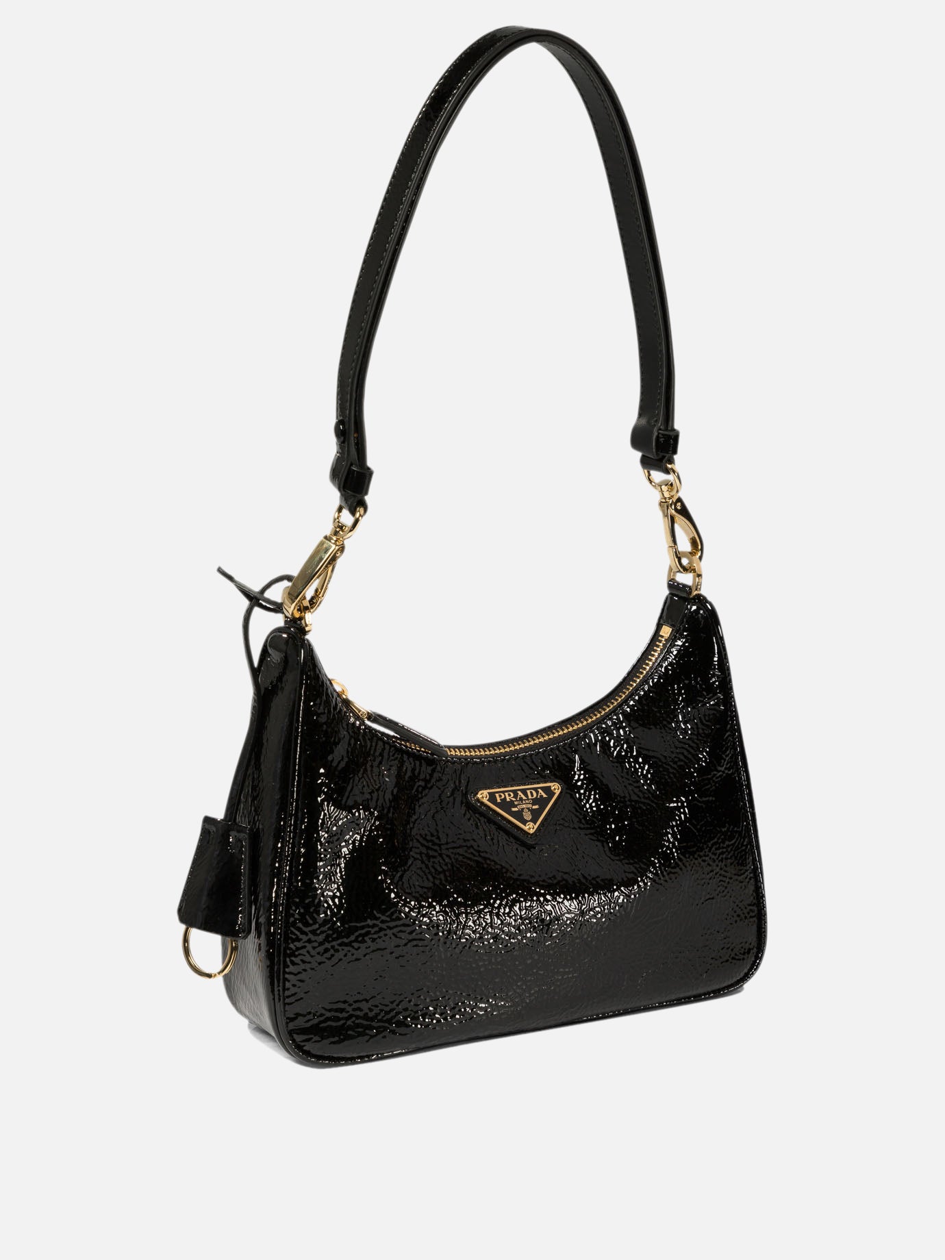 Prada Prada Re-Edition naplak patent leather mini-bag Black