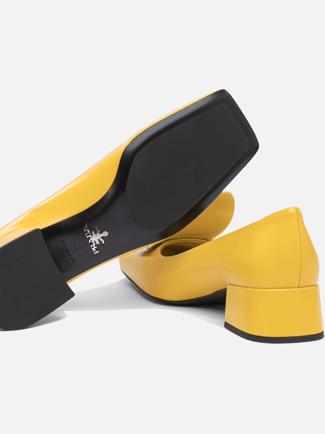 Prada Brushed leather pumps 35 mm 13416252_36 Yellow thumbnail_5