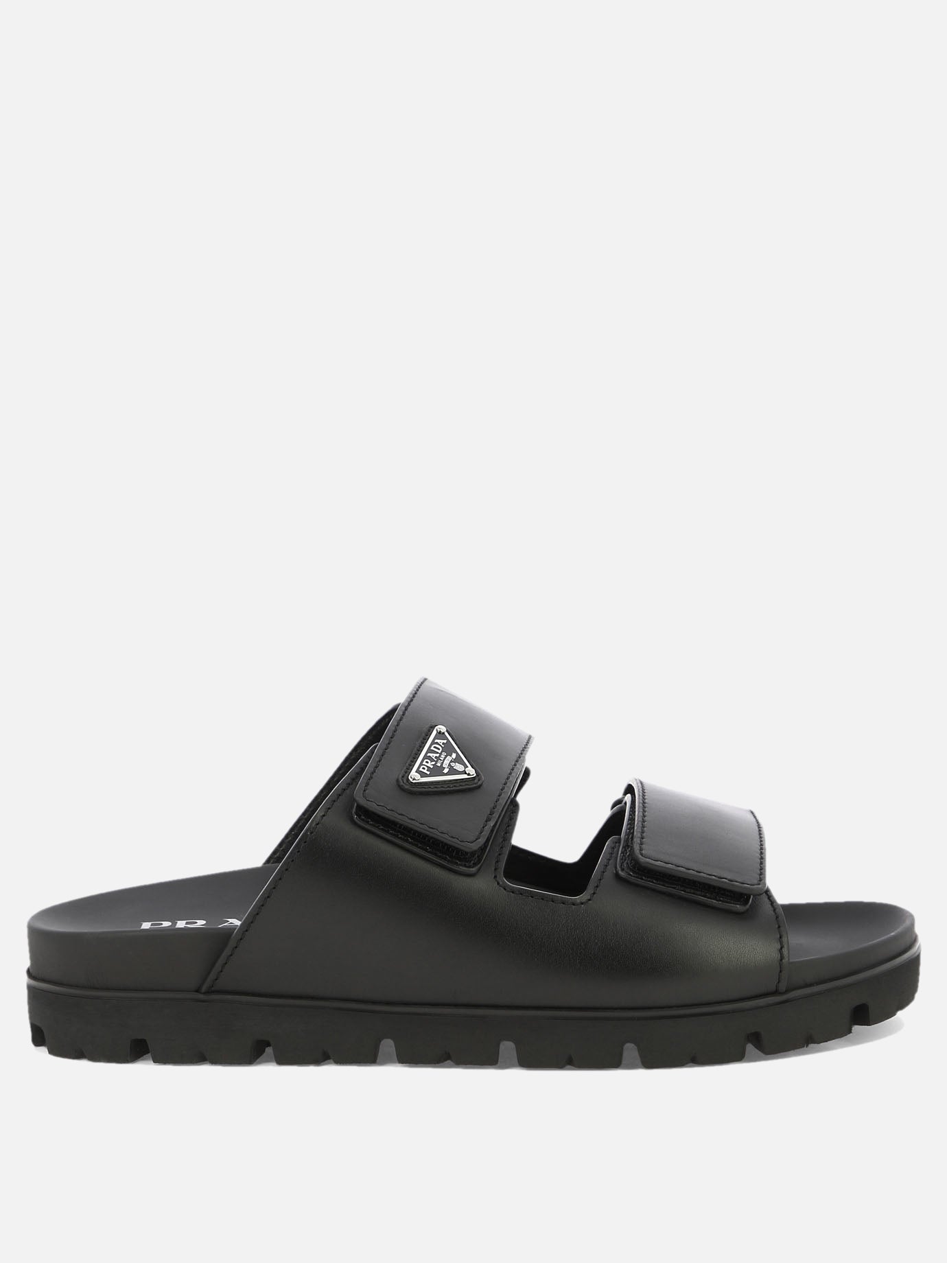 Prada Leather strap slides 17250072_6 Black thumbnail_1