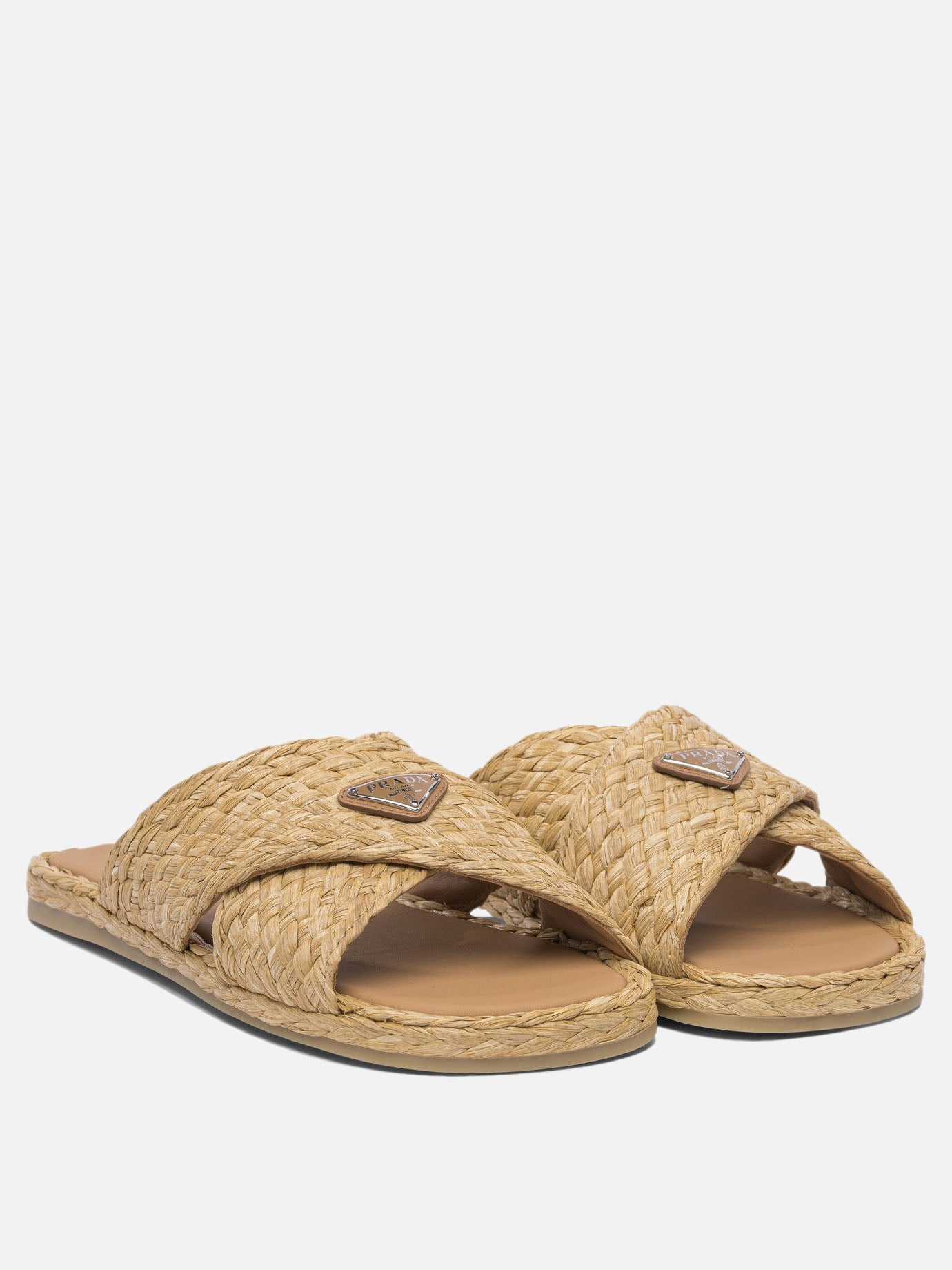 Prada Crisscross raffia slides 18104352_7 Beige thumbnail_2