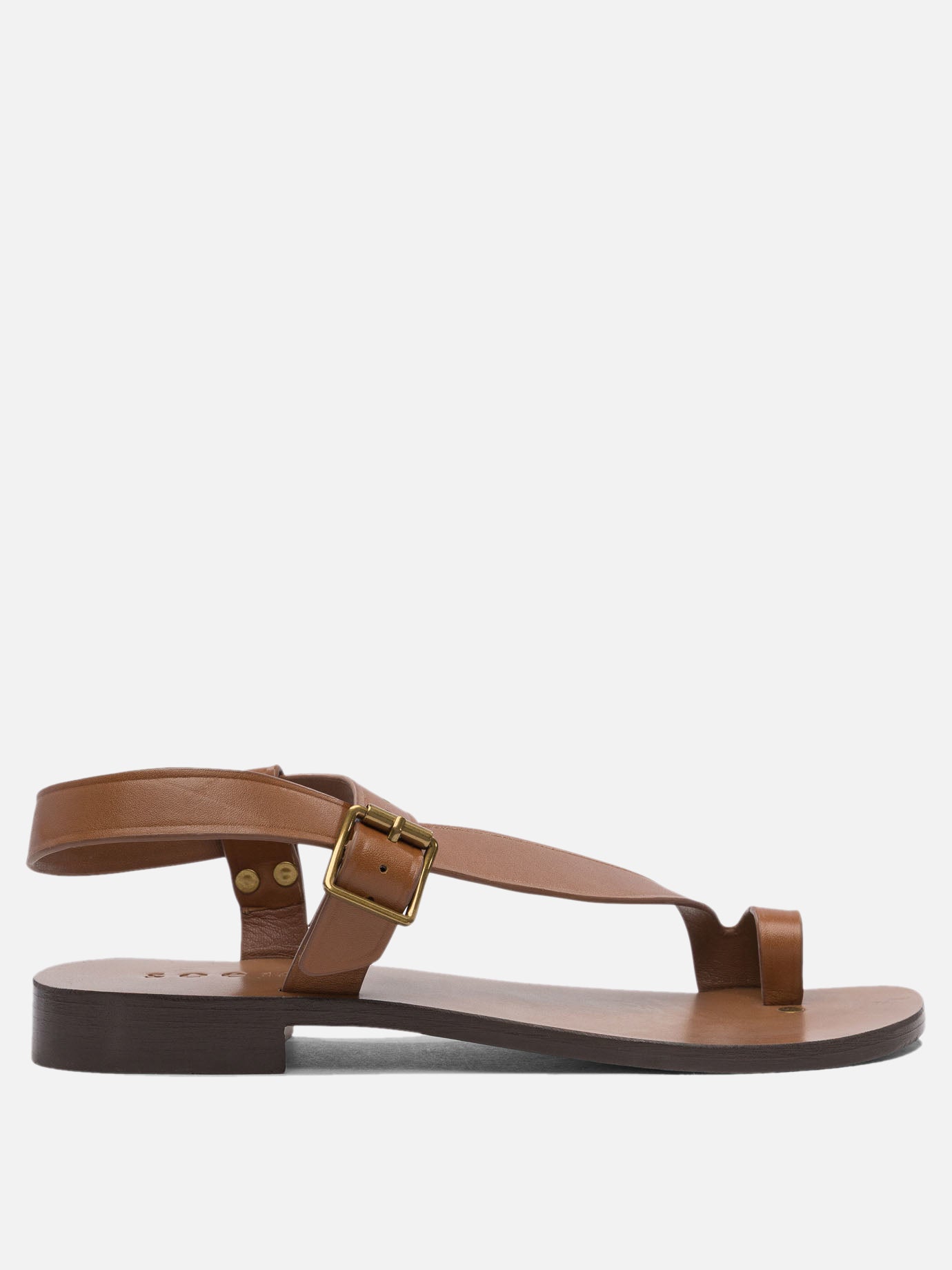 Flat sandals 100% bovine leather - 100% leather  Brown - Soeur Women | PDP | VIETTI Online Store | thumbnail