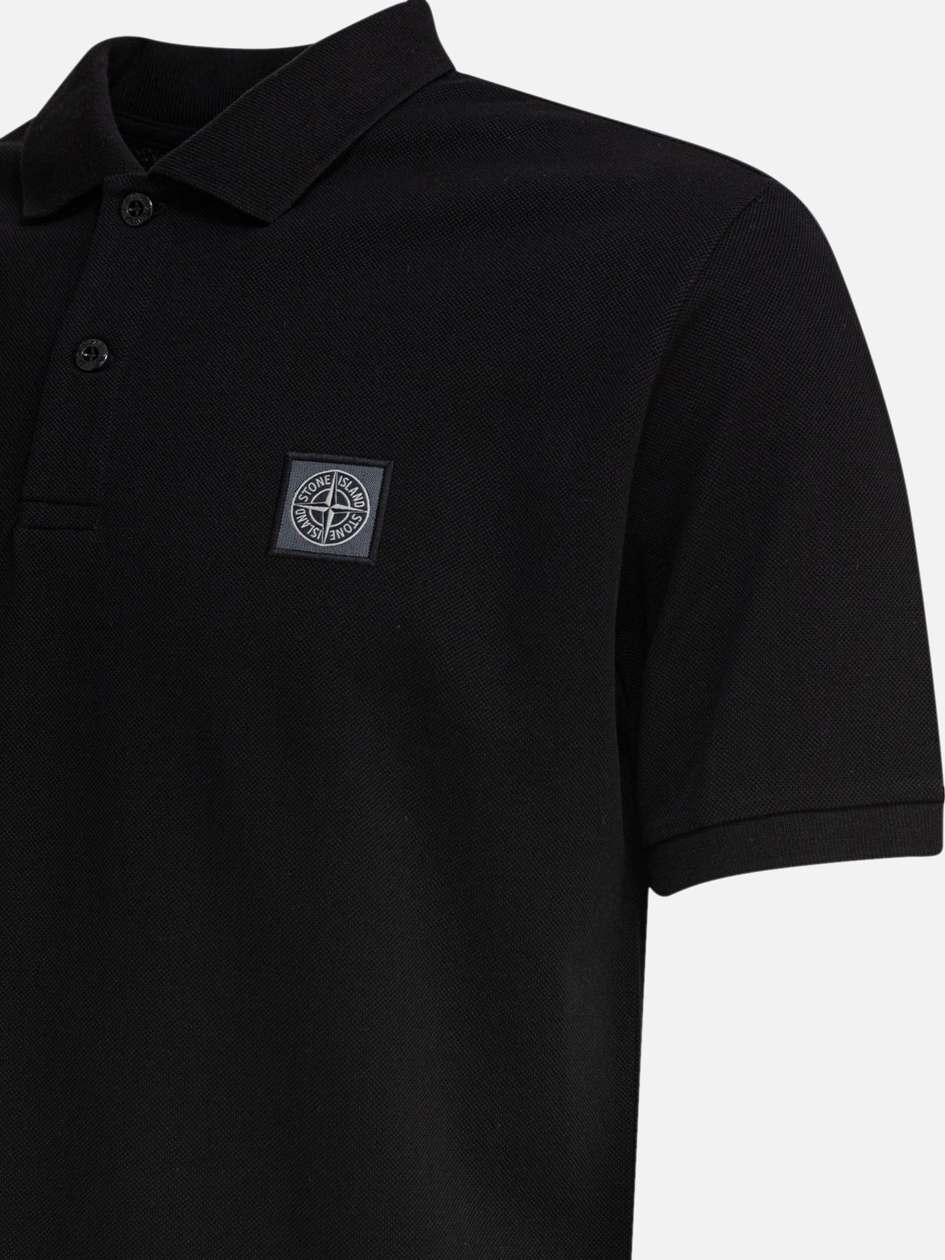 Polo shirts with buttons Logo  Black - Stone Island Men | PDP | VIETTI Online Store | thumbnail_4