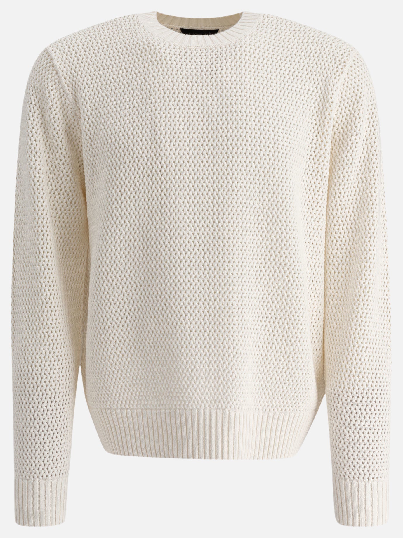 Perforated crew neck sweater