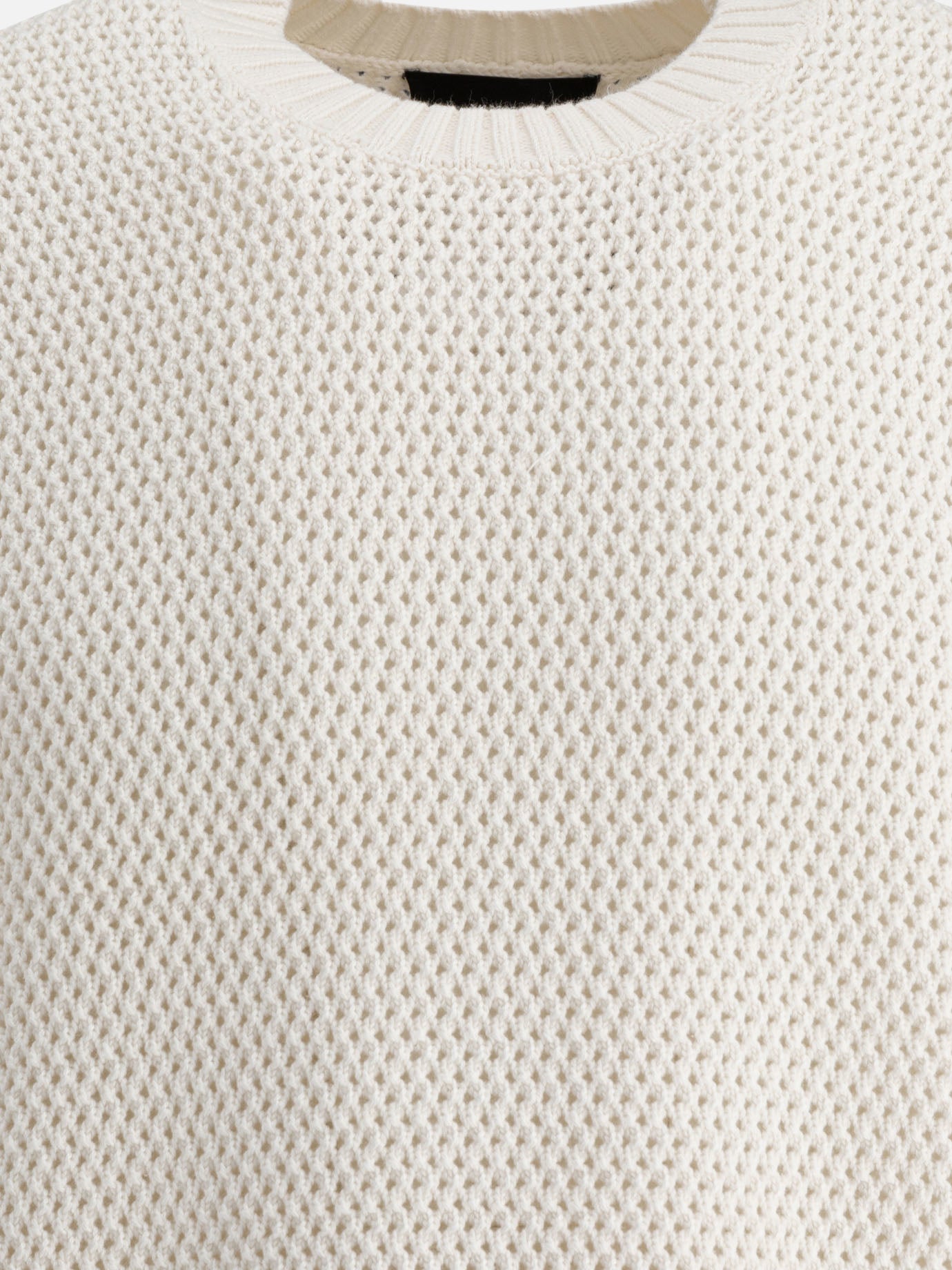 Perforated crew neck sweater