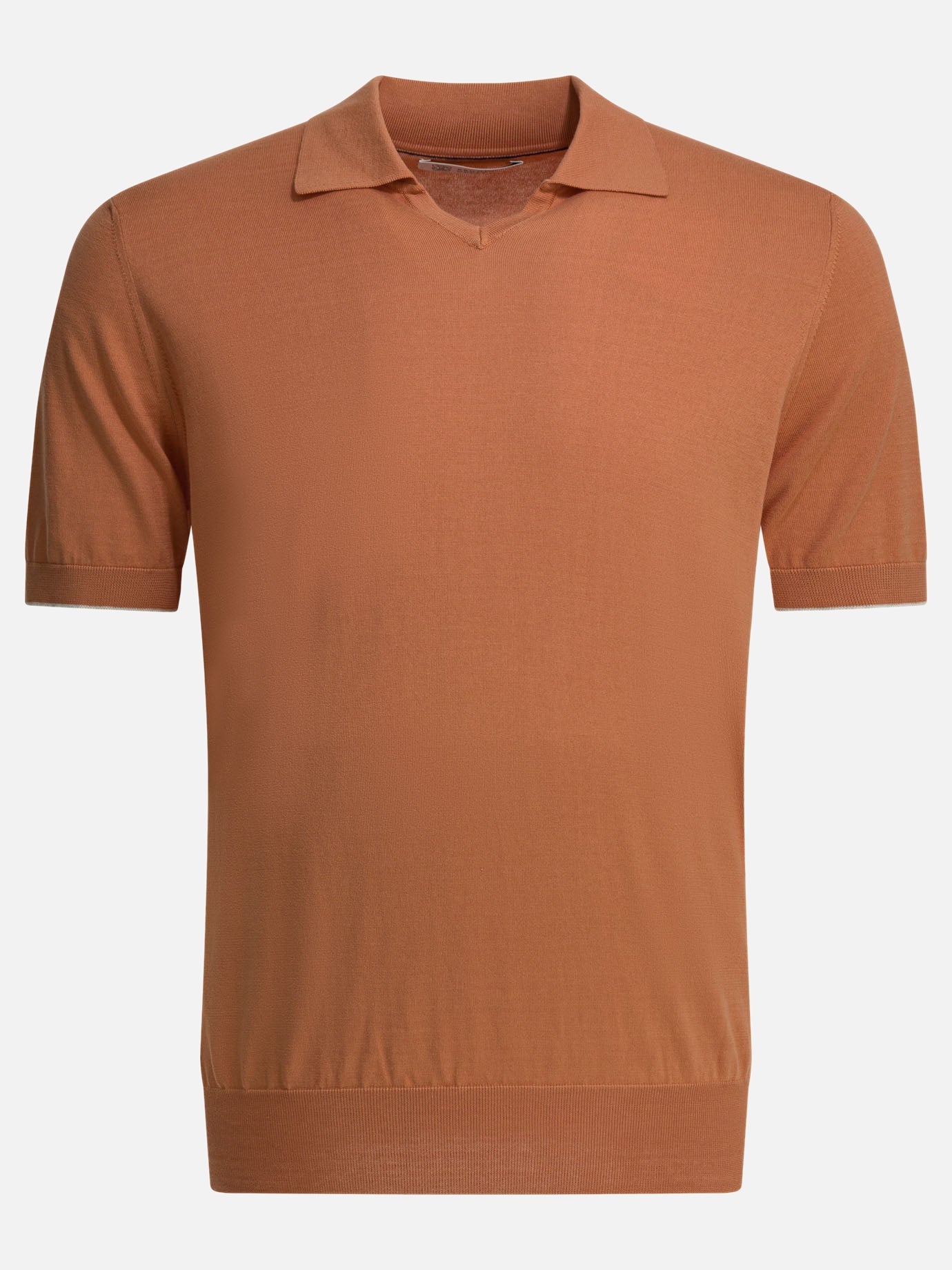 Polo shirts without buttons Solid colour  Orange - Brunello Cucinelli Men | PDP | VIETTI Online Store | thumbnail