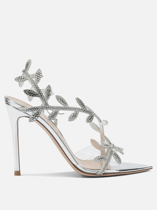 Heeled sandals 80% suede 20% thermoplastic polyurethane - 100% leather  Silver - Gianvito Rossi Women | PDP | VIETTI Online Store 
