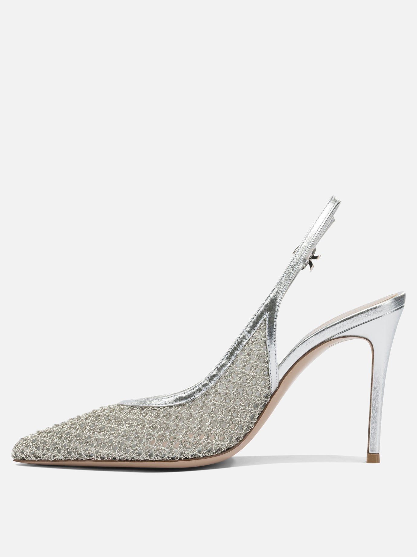 Slingbacks 90% fabric 10% leather - 100% leather  Silver - Gianvito Rossi Women | PDP | VIETTI Online Store | thumbnail_3