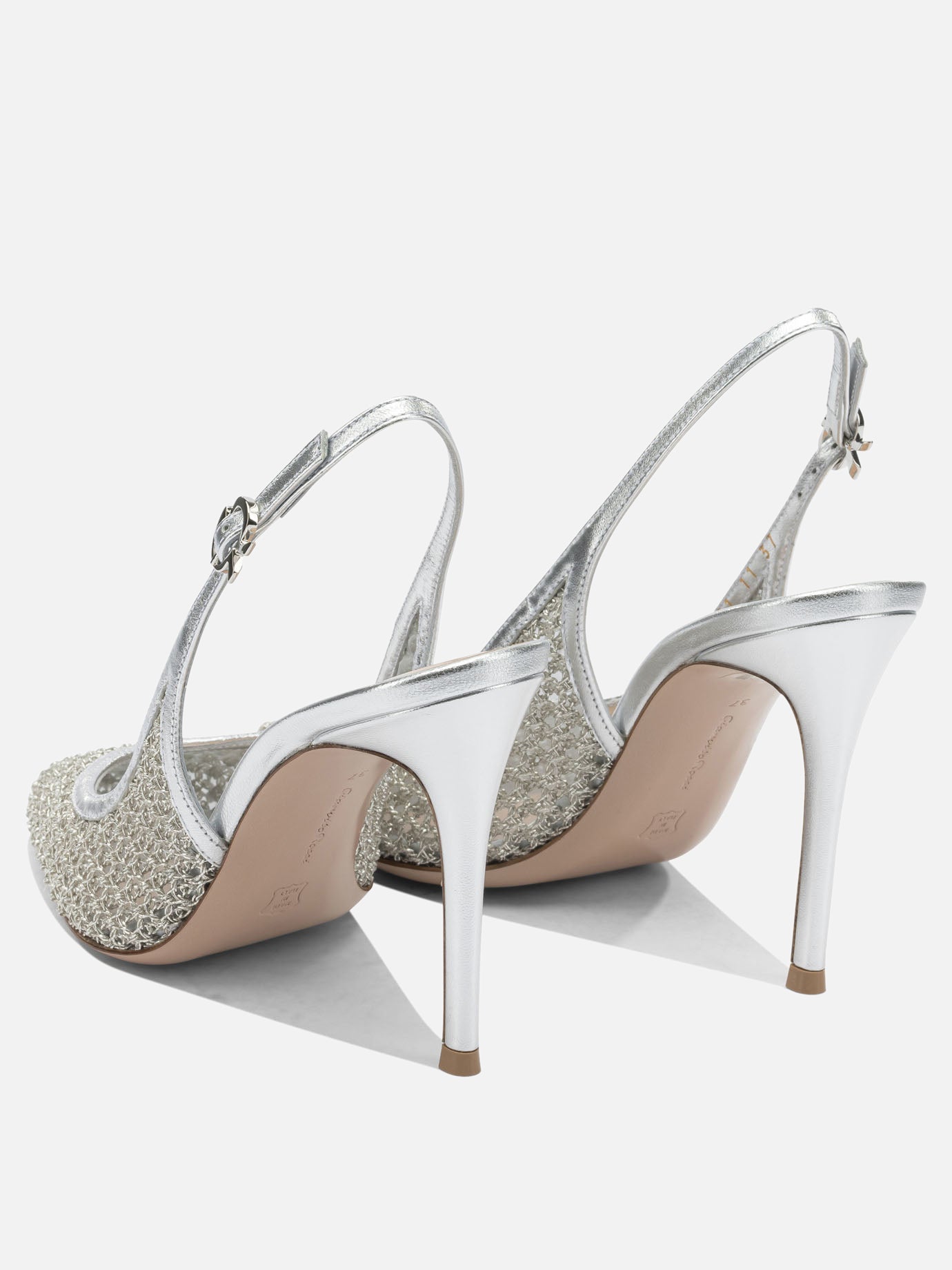 Slingbacks 90% fabric 10% leather - 100% leather  Silver - Gianvito Rossi Women | PDP | VIETTI Online Store | Zoom-Modal_4
