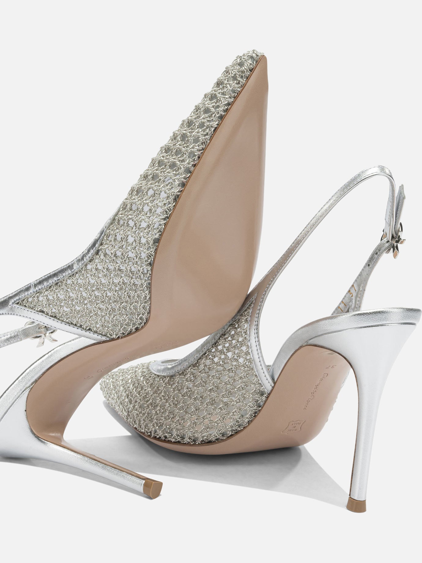 Slingbacks 90% fabric 10% leather - 100% leather  Silver - Gianvito Rossi Women | PDP | VIETTI Online Store | thumbnail_5