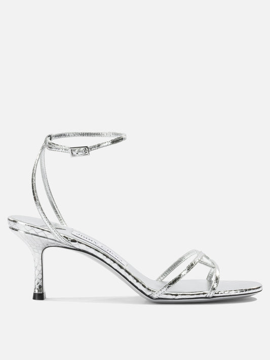 Heeled sandals 1998 LEO 100  Silver - Jimmy Choo Women | PDP | VIETTI Online Store 
