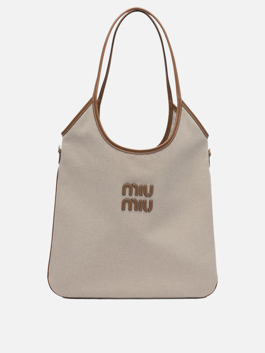 Medium bags 100% cotton 100% calf leather  Beige - Miu Miu Women | PDP | VIETTI Online Store 
