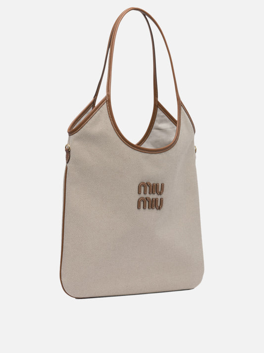 Medium bags 100% cotton 100% calf leather  Beige - Miu Miu Women | PDP | VIETTI Online Store | 2
