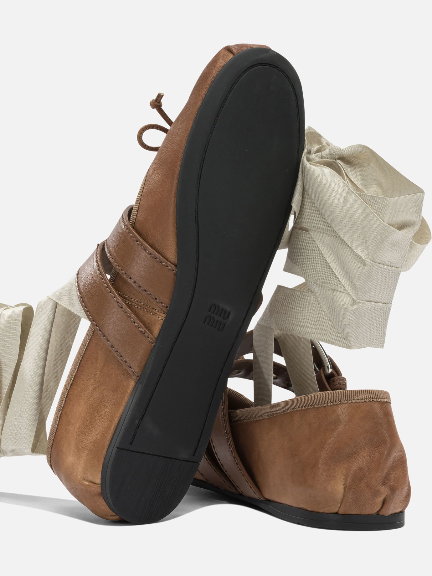 Classic ballet flats 100% lamb leather - 100% calf leather  Brown - Miu Miu Women | PDP | VIETTI Online Store | thumbnail_5